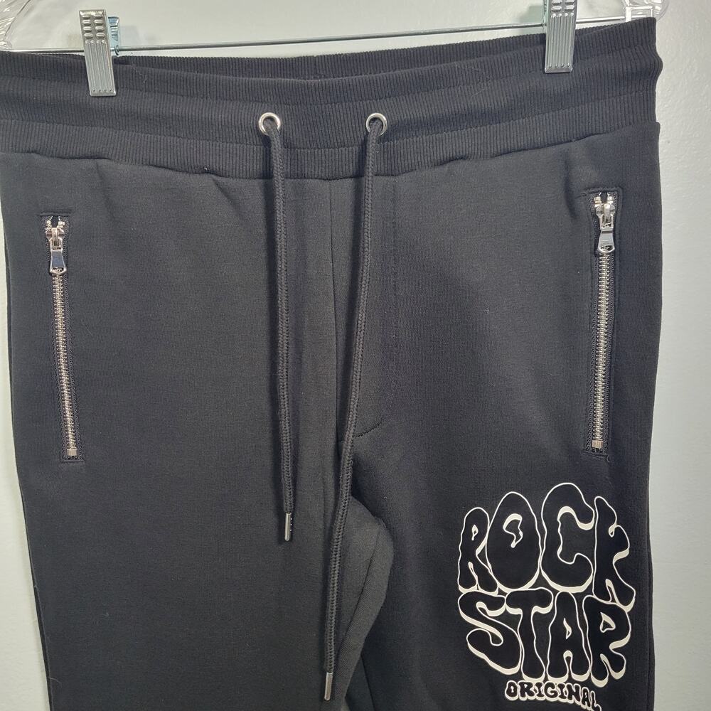 Rockstar Women's Black Joggers With Zippered Slash Pockets Size M 5726-1348 - Picture 3 of 10